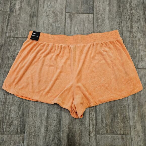 Nike Shorts Womens Size 3X Retro High Waist Orange Terry Snap Button Femme NEW - Picture 8 of 12